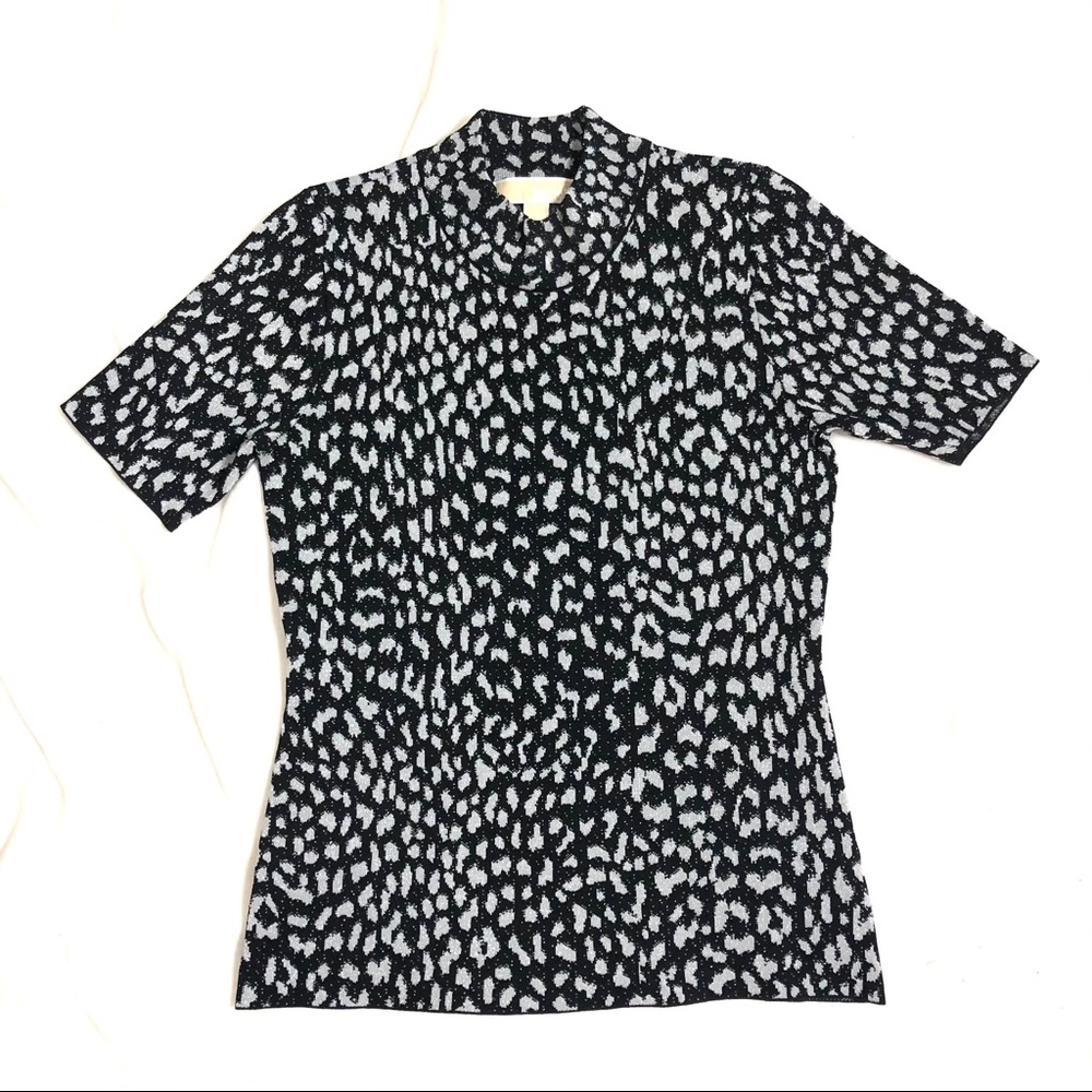 Authentic Michael Kors Black Print Top Blouse NEW - Picture 4 of 9